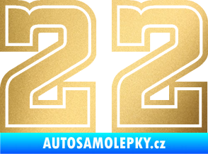 Samolepka Startovní číslo 22 typ 5 zlatá metalíza