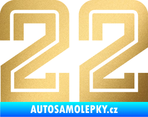 Samolepka Startovní číslo 22 typ 7 zlatá metalíza