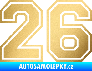 Samolepka Startovní číslo 26 typ 4 zlatá metalíza