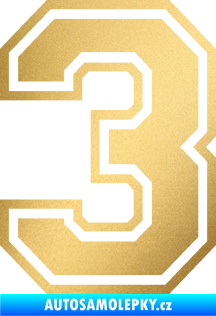 Samolepka Startovní číslo 3 typ 4 zlatá metalíza
