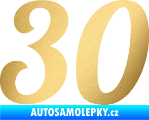 Samolepka Startovní číslo 30 typ 3 zlatá metalíza