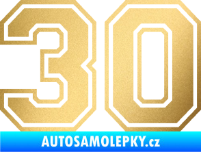 Samolepka Startovní číslo 30 typ 4 zlatá metalíza