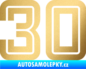 Samolepka Startovní číslo 30 typ 7 zlatá metalíza
