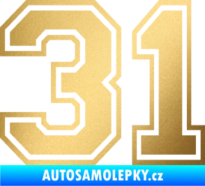 Samolepka Startovní číslo 31 typ 4 zlatá metalíza
