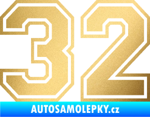 Samolepka Startovní číslo 32 typ 4 zlatá metalíza