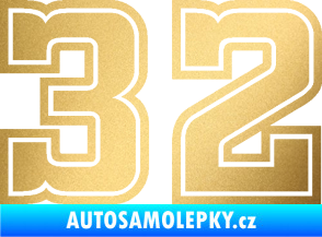Samolepka Startovní číslo 32 typ 5 zlatá metalíza