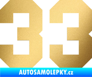 Samolepka Startovní číslo 33 zlatá metalíza
