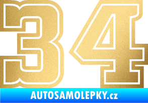 Samolepka Startovní číslo 34 typ 5 zlatá metalíza