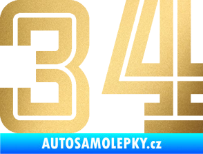 Samolepka Startovní číslo 34 typ 7 zlatá metalíza