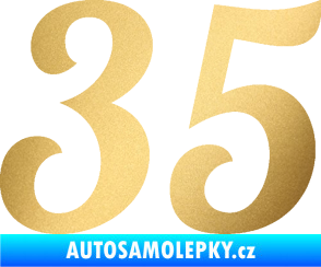 Samolepka Startovní číslo 35 typ 3 zlatá metalíza