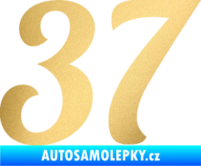Samolepka Startovní číslo 37 typ 3  zlatá metalíza