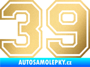 Samolepka Startovní číslo 39 typ 4 zlatá metalíza