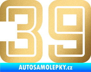 Samolepka Startovní číslo 39 typ 7 zlatá metalíza