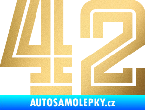 Samolepka Startovní číslo 42 typ 7 zlatá metalíza