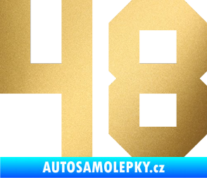 Samolepka Startovní číslo 48 zlatá metalíza