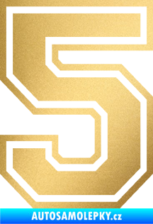 Samolepka Startovní číslo 5 typ 4 zlatá metalíza