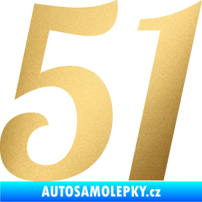 Samolepka Startovní číslo 51 typ 3 zlatá metalíza