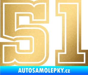 Samolepka Startovní číslo 51 typ 5 zlatá metalíza