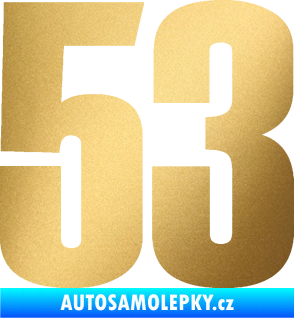 Samolepka Startovní číslo 53 typ 2  zlatá metalíza