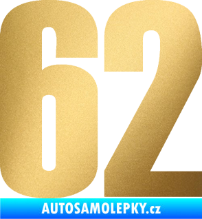Samolepka Startovní číslo 62 typ 2  zlatá metalíza