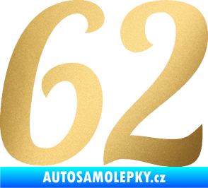 Samolepka Startovní číslo 62 typ 3 zlatá metalíza