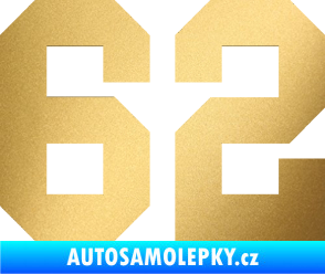 Samolepka Startovní číslo 62 zlatá metalíza