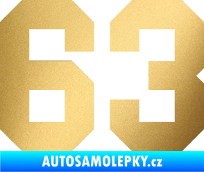 Samolepka Startovní číslo 63 zlatá metalíza