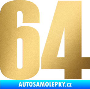 Samolepka Startovní číslo 64 typ 2    zlatá metalíza