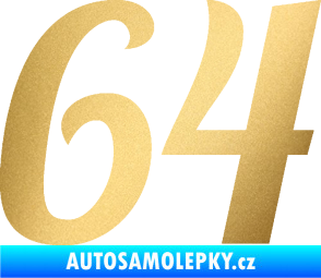 Samolepka Startovní číslo 64 typ 3 zlatá metalíza