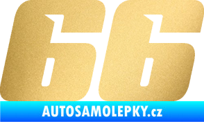 Samolepka Startovní číslo 66 typ 6 zlatá metalíza