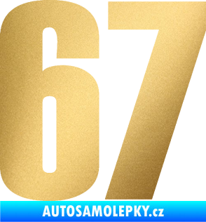 Samolepka Startovní číslo 67 typ 2      zlatá metalíza