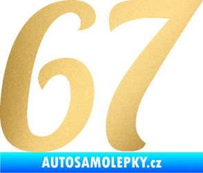 Samolepka Startovní číslo 67 typ 3 zlatá metalíza