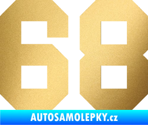 Samolepka Startovní číslo 68 zlatá metalíza