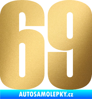 Samolepka Startovní číslo 69 typ 2        zlatá metalíza