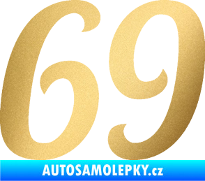 Samolepka Startovní číslo 69 typ 3 zlatá metalíza
