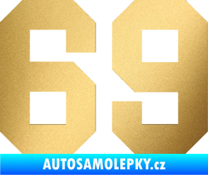 Samolepka Startovní číslo 69 zlatá metalíza