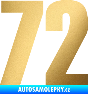 Samolepka Startovní číslo 72 typ 2   zlatá metalíza