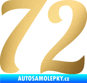 Samolepka Startovní číslo 72 typ 3   zlatá metalíza