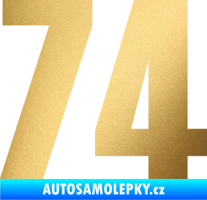 Samolepka Startovní číslo 74 typ 2     zlatá metalíza