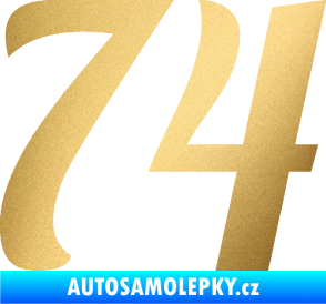 Samolepka Startovní číslo 74 typ 3   zlatá metalíza