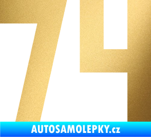 Samolepka Startovní číslo 74 zlatá metalíza