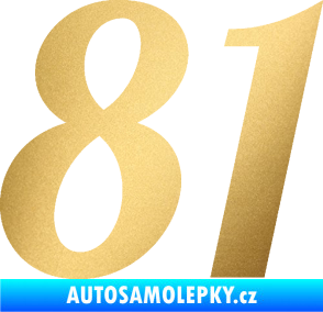 Samolepka Startovní číslo 81 typ 3   zlatá metalíza