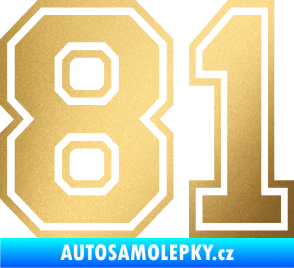 Samolepka Startovní číslo 81 typ 4 zlatá metalíza