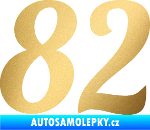 Samolepka Startovní číslo 82 typ 3   zlatá metalíza