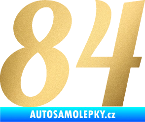 Samolepka Startovní číslo 84 typ 3  zlatá metalíza