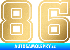 Samolepka Startovní číslo 86 typ 5 zlatá metalíza