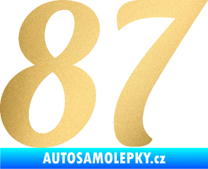 Samolepka Startovní číslo 87 typ 3   zlatá metalíza