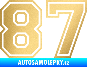Samolepka Startovní číslo 87 typ 4 zlatá metalíza