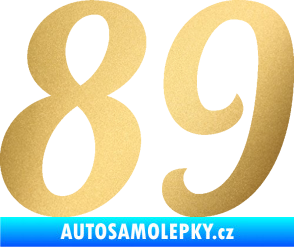 Samolepka Startovní číslo 89 typ 3  zlatá metalíza