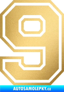Samolepka Startovní číslo 9 typ 4 zlatá metalíza